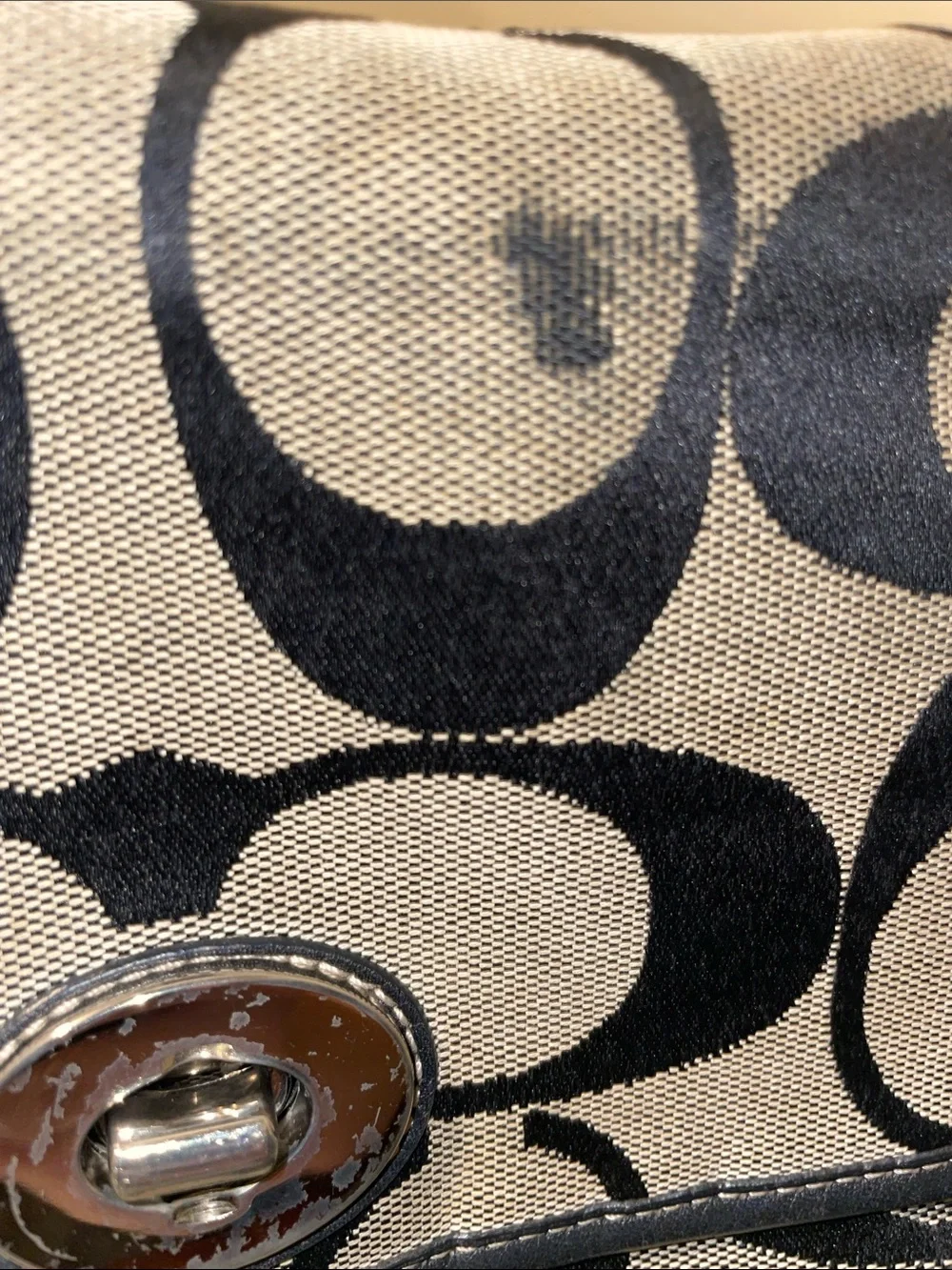 Coach Black Signature C Canvas Shoulder Bag and matching wallet